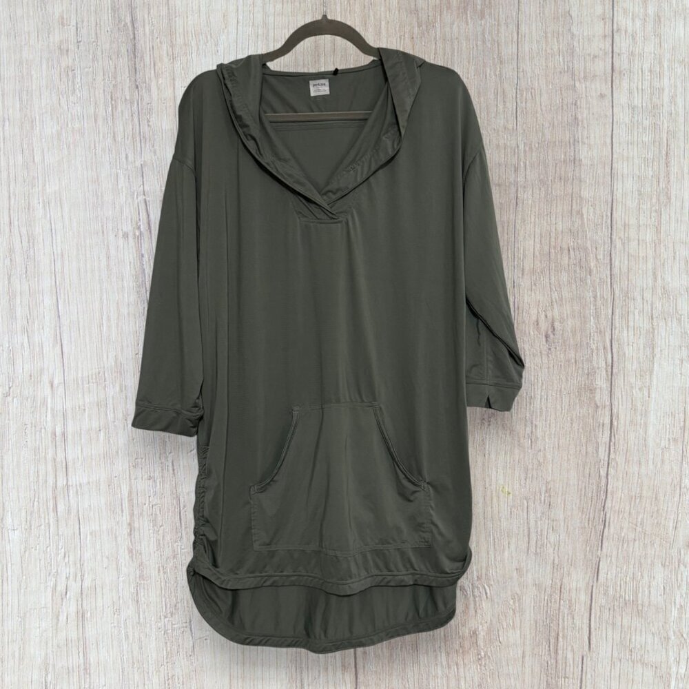 prAna Brittany Hooded Tunic Dress Deep Olive Green Size L